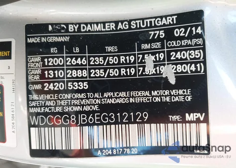 2014 Mercedes-Benz Glk 350 4Matic z USA, uszkodzony, nr VIN WDCGG8JB6EG312129